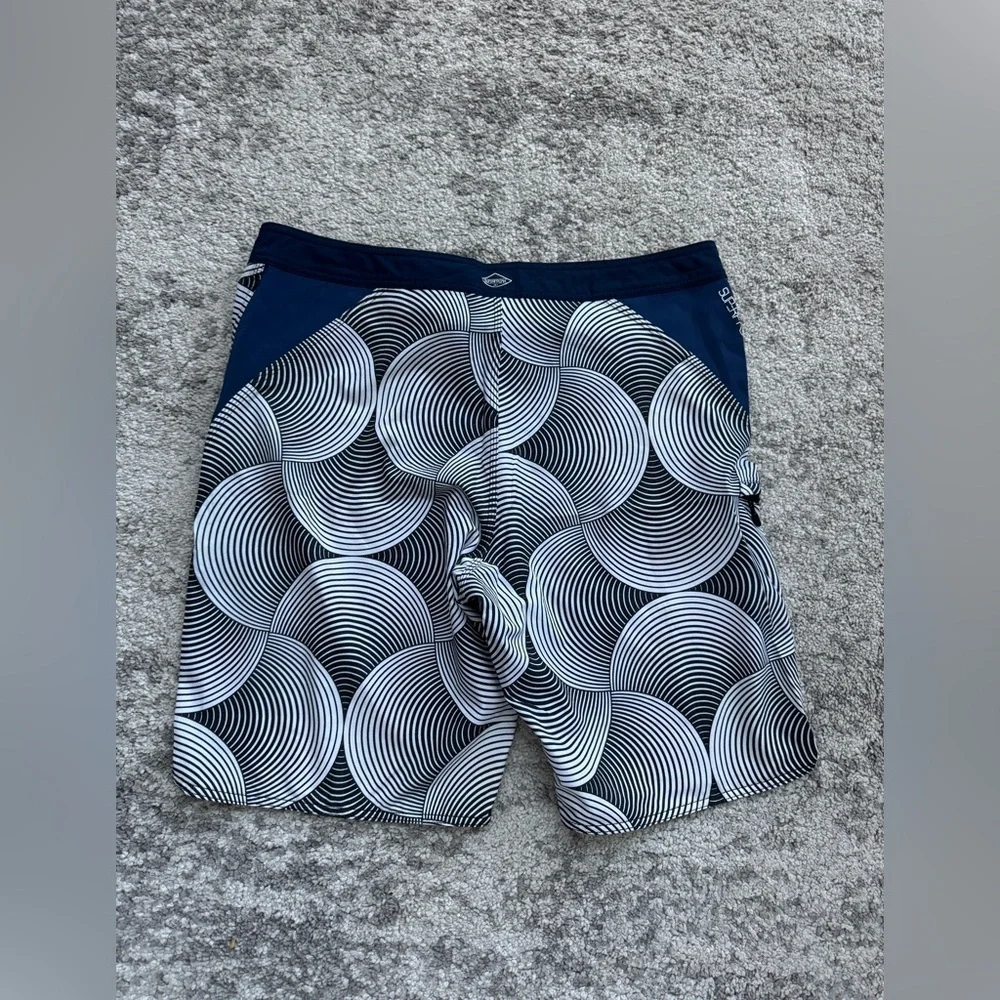 O’Neill Superfreak Boardshorts Size 36 Surf Swim Shorts Blue Pattern